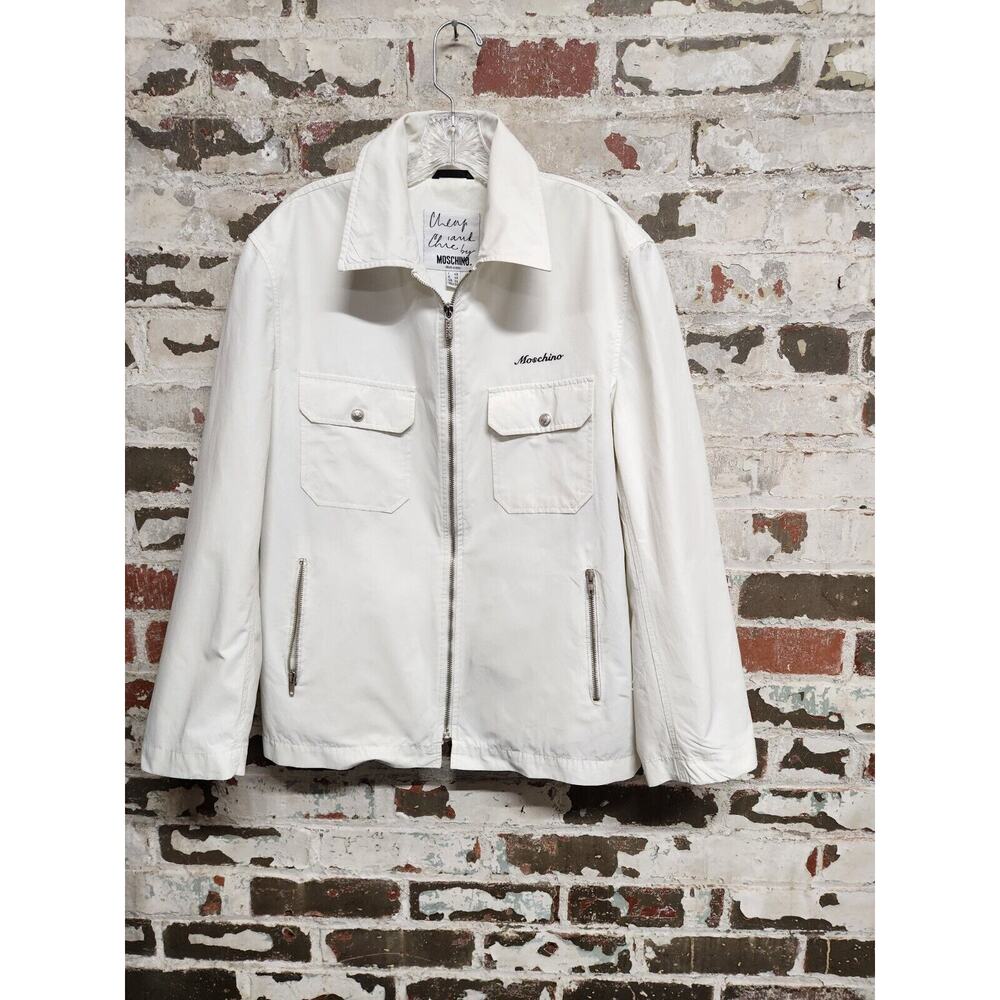Vintage Moschino Cheap And Chic Mens White Jacket With Zip Detail, Size Large